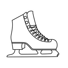 Ice skate shoe or figure skates for ice skating in vector icon