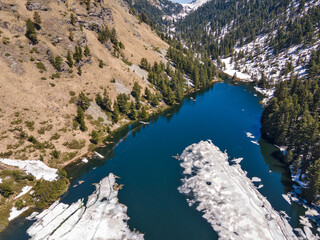 Aerial view of Suhoto Lake (The dry lake), Rila Mountain,  Bulgaria