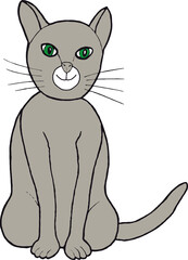 Illustration façon cartoon d'un petit chat gris