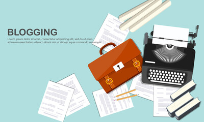 Blogging and journalism concept. Write you story. Flat vector design