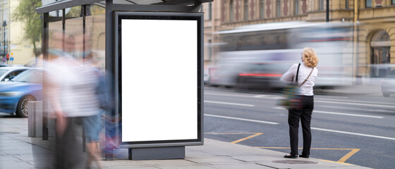 Outdoor advertising mockup for advertising in the bus shelter