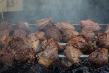fried kebabs on skewers