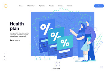 Health plans - medical insurance web template. Modern flat vector