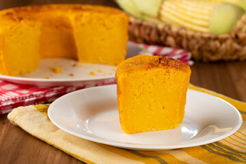 Delicious corn cake on the table.