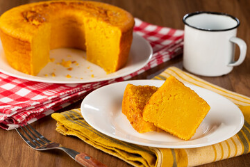 Delicious corn cake on the table.