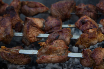 fried kebabs on skewers