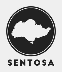 Sentosa icon. Round logo with island map and title. Stylish Sentosa badge with map. Vector illustration.