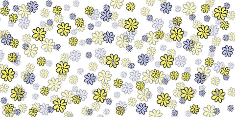 Simple cute small pattern in flowers. Floral pattern dark. Floral seamless background. Blooming botanical motifs scattered random. Trendy vector texture. 