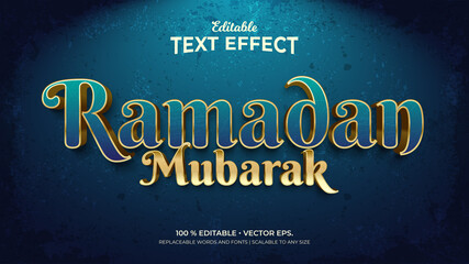 Fototapeta na wymiar Ramadan Mubarak Textured Background 3d Style Editable Text Effects Template