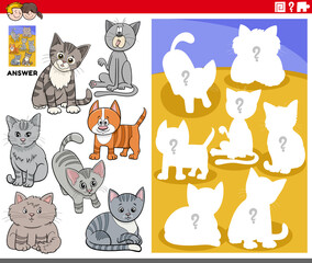 Fototapeta premium matching shapes game with cartoon cats characters