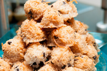 Closeup shot of crispy oat cookies