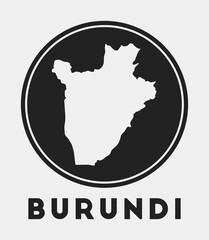Obraz premium Burundi icon. Round logo with country map and title. Stylish Burundi badge with map. Vector illustration.