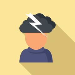 Rage man icon, flat style