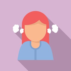 Depressed girl icon, flat style