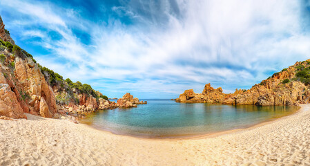 Captivating view of Li Cossi beach on Costa Paradiso resort.