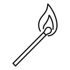 Burning match stick icon, outline style