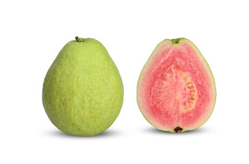 Pink guava on white background