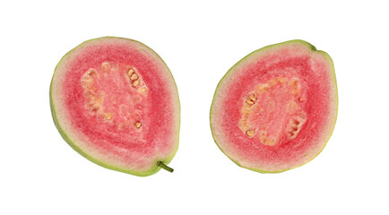 Guava pink fresh on white background.top view