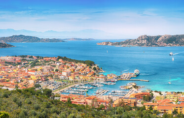 Fototapeta premium Fantastic view on Palau port and La Maddalena island