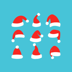 Vector illustration of Santa's red hats
