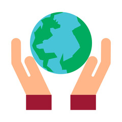 earth in hands solid icon. Globe in two hands