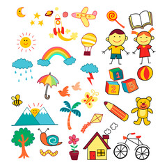 Set of hand drawn cute doodles