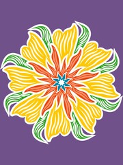 Logo design, Luxury Flower mandala ornament creative work. Hand drawing illustration. Digital art illustration