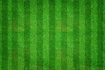 Green lawn soccer, football field. Striped grass texture for sport background.