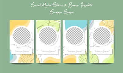 Social media stories template in grid puzzle style for brand marketing