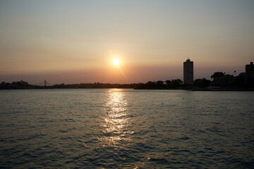 Lavender Bay and Blues Bay during sunset as seen from Milsons Point.