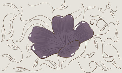 Isolated sketch of a purple flower
