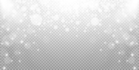 Glowing light effect with many glitter particles isolated on transparent background. Vector starry cloud with dust. Magic christmas decoration