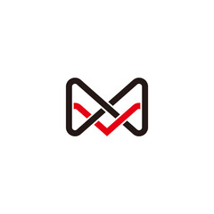 letter mv linked infinity line logo vector