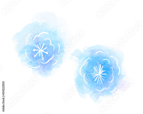 水彩画タッチ淡い水色の花イラスト Poster Posters Necomammma