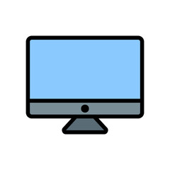 Monitor icon vector illustration in filled line style about multimedia for any projects