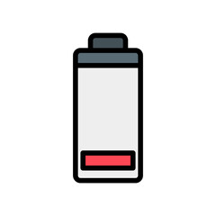 Low Battery icon vector illustration in filled line style about multimedia for any projects