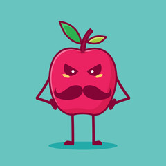 angry apple character vector illustration in flat style. suitable for icon, symbol,mascot 