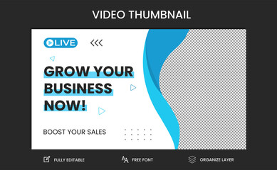 Youtube live stream video thumbnail for marketing agency | video thumbnail | Youtube thumbnail - obrazy, fototapety, plakaty