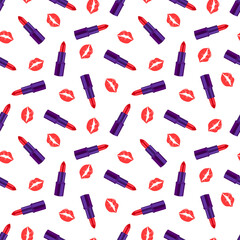  pattern with lipstick and kisses.Cosmetic pattern