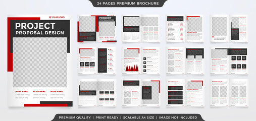 set of business bifold brochure template design with minimalist style and modern layout - obrazy, fototapety, plakaty