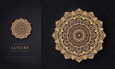 Luxury mandala background with golden arabesque pattern arabic islamic east style. decorative mandala, brochure, flyer, banner, Beautiful card, Figure mandala for coloring