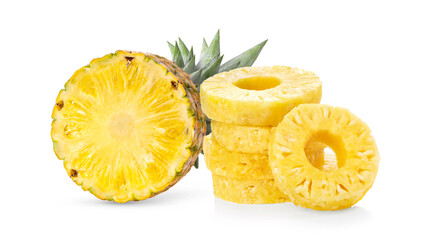 Fototapeta na wymiar pineapple with slices isolated on white