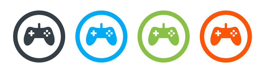 Gamepad, joypad, icon set. Video game controller vector illustration.