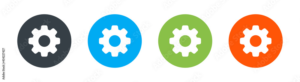 Poster gear, setting, cogwheel vector icon set isolated on white background. progress concept.