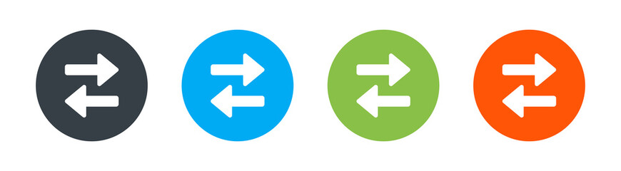 Swap icon vector on circle button design in color.