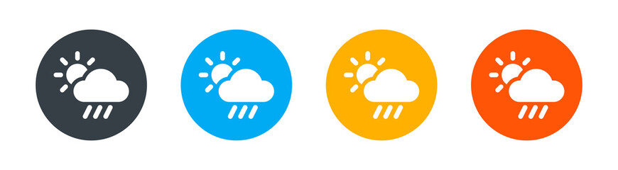 Sun, cloudy, rainy weather colorful icons vector illustration