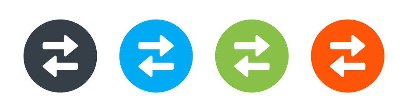 Swap Icon Vector On Circle Button Design In Color.