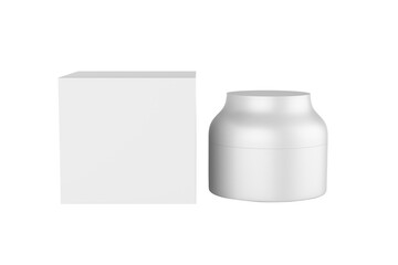 Cosmetic jar with packaging box mock up isolated on white background - 3d illustration