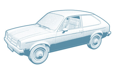 Vintage Compact Car Illustration.