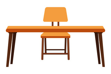 Cute beautiful desk with table chair isolated